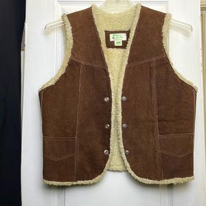 Genuine leather vest with warm polyester lining size 38